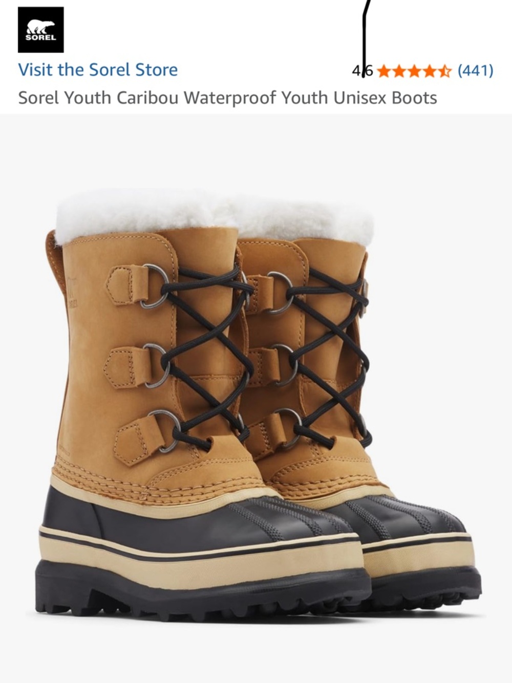Sorel Black & Cream Youth Boot Label Detail
